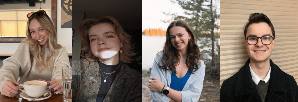 Portraits of the 4 Sir William Stephenson and Dr. and Mrs. Roderick Hunter Scholarship recipients