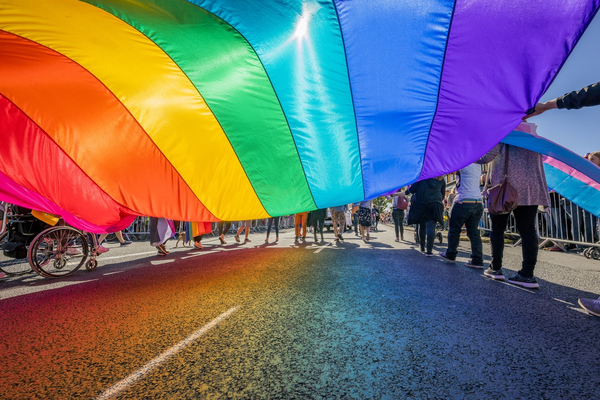 Pride flag march